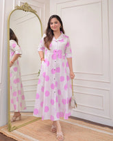 Pink Pop Viscose Rayon Polka Dress