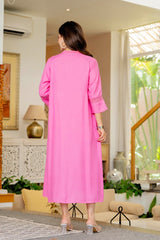 Women's Pink Floral Embroidered Gown