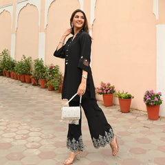 Midnight Elegance Embroidered Co-Ord Set