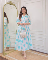 Aqua Dot Midi Dress