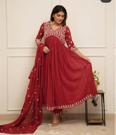 Elegant Maroon Anarkali Kurta Set – Graceful & Timeless - pasoya
