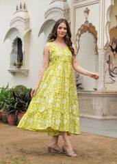 PASOYASTYLE Green Floral Dress - pasoya