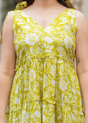 PASOYASTYLE Green Floral Dress - pasoya
