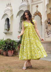 PASOYASTYLE Green Floral Dress - pasoya