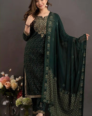 Traditional Green Embroidered Ethnic Suit - pasoya