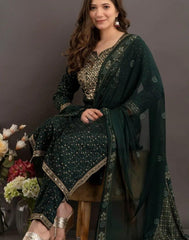 Traditional Green Embroidered Ethnic Suit - pasoya