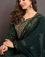 Traditional Green Embroidered Ethnic Suit - pasoya