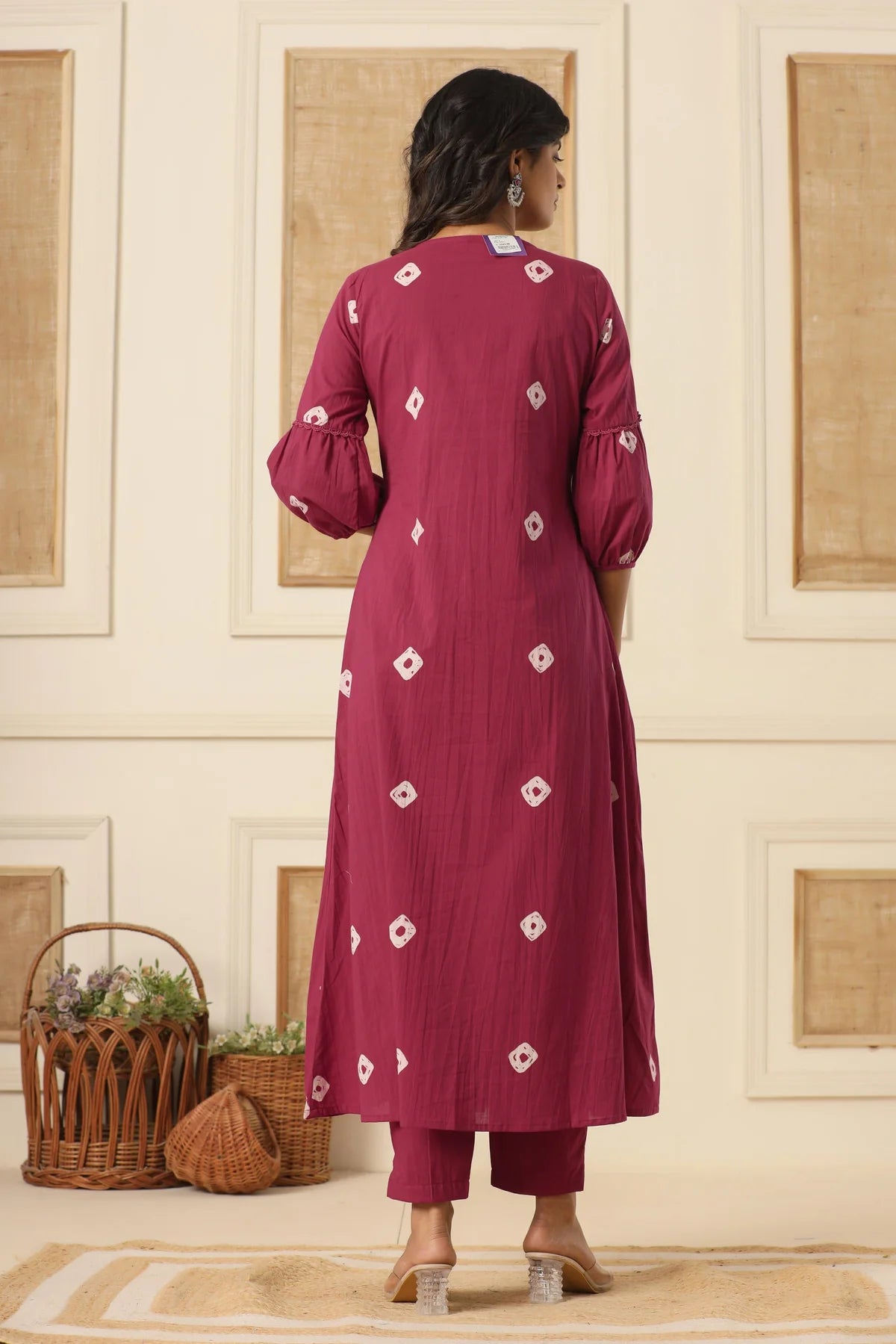 Maroon Cotton Embroidered Kurti Pant And Dupatta Set