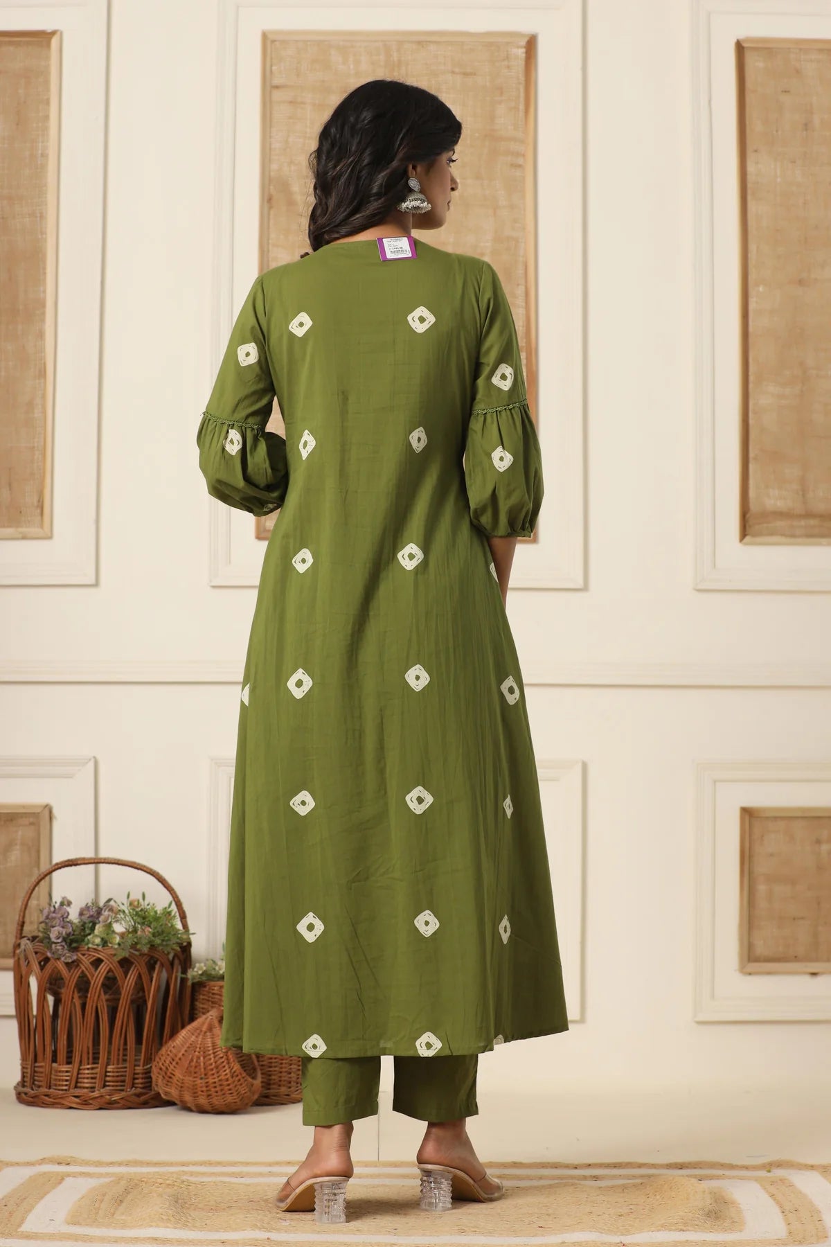 Dark Green Cotton Embroidered Kurti Pant And Dupatta Set