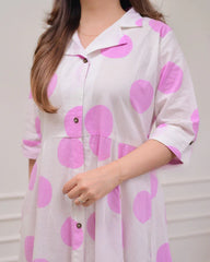 Pink Pop Viscose Rayon Polka Dress