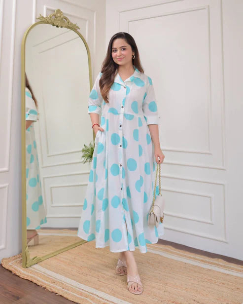 Aqua Dot Midi Dress