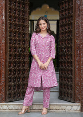 Multy Colore Printed Viscose Rayon Kurta And Pant Set