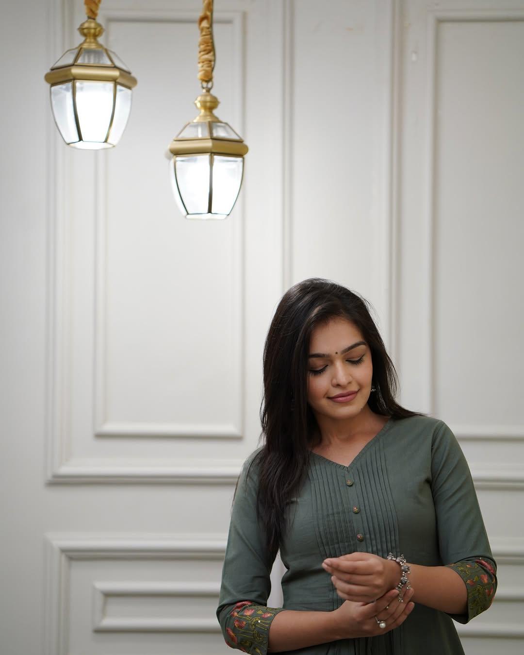 Olive Green Cotton Embroidery Kurta Set