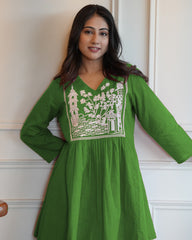 Green Cotton Embroidery Co-ord Set