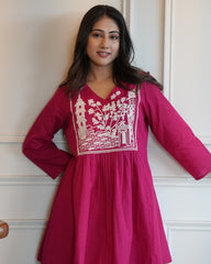 Pink Cotton Embroidery Co-ord Set