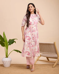 Pink Cotton Print Co-ord Set