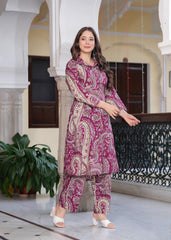 Multy Colore Printed Viscose Rayon Kurta And Pant Set