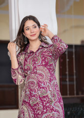 Multy Colore Printed Viscose Rayon Kurta And Pant Set