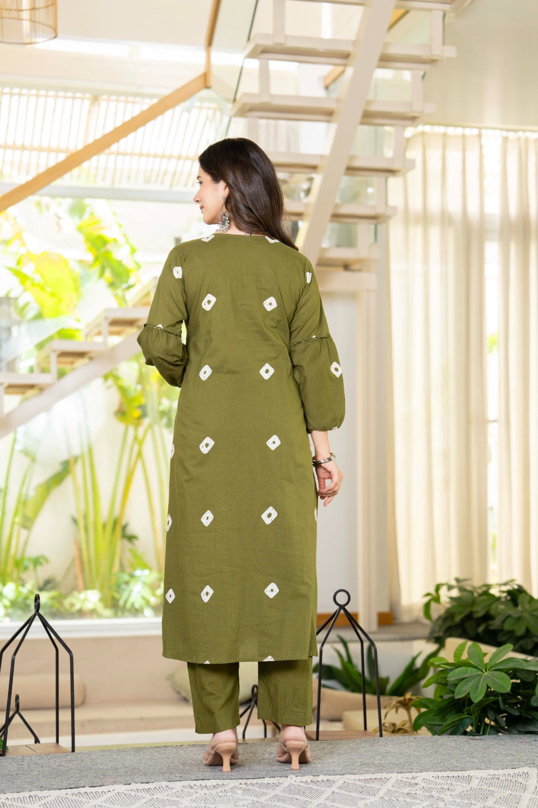 Green Cotton Embroidered Kurti Pant And Dupatta Set