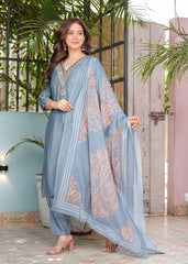 Beautiful Roman Modal Silk Kurti with Classy Comfort Pant and Silk Printed Dupatta - pasoya