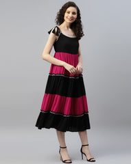 Black and Red Tiered Maxi Dress - pasoya