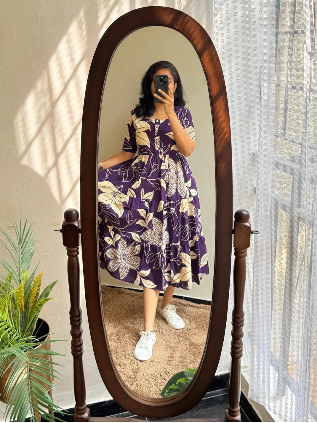 Cotton Flora Twilight Middi Dress - pasoya