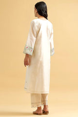 Cotton Off - White Embroidered Kurta Set - pasoya