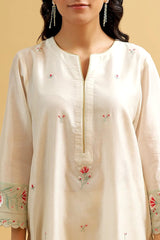 Cotton Off - White Embroidered Kurta Set - pasoya