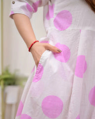 Pink Pop Viscose Rayon Polka Dress