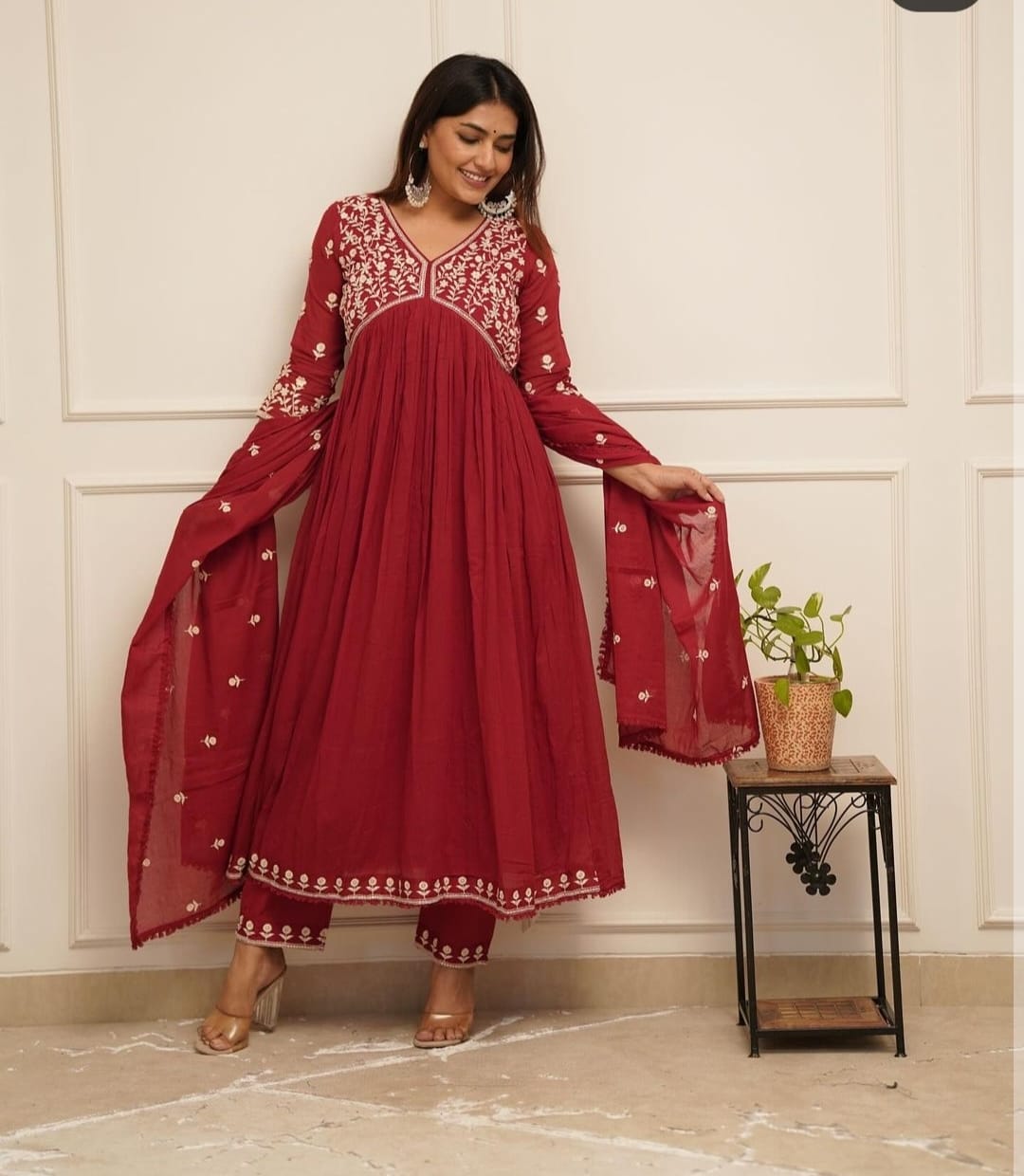 Elegant Maroon Anarkali Kurta Set – Graceful & Timeless - pasoya