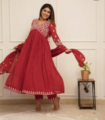 Elegant Maroon Anarkali Kurta Set – Graceful & Timeless - pasoya