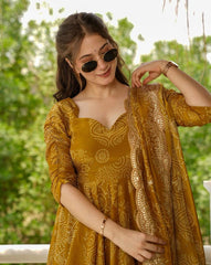 Elegant Mustard Anarkali Kurta Set – Traditional Chic - pasoya