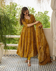 Elegant Mustard Anarkali Kurta Set – Traditional Chic - pasoya