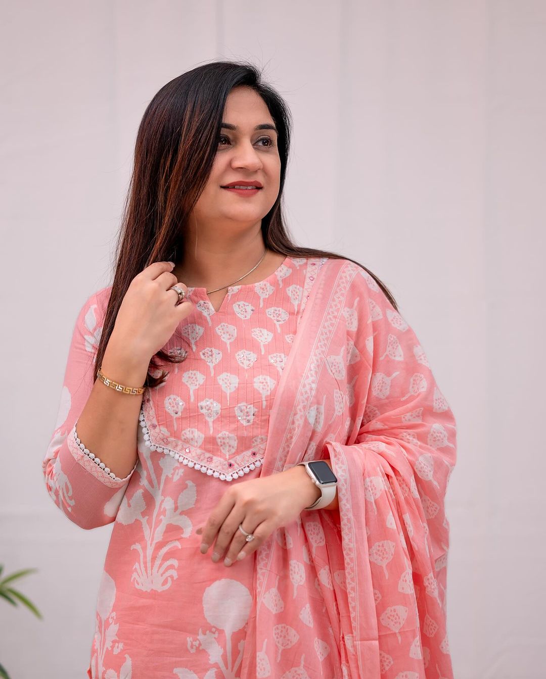 Elegant Peach Hand - Block Printed Cotton Suit - pasoya