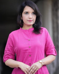 Pink Embroidered Cotton Kurta and Palazzo Set - pasoya