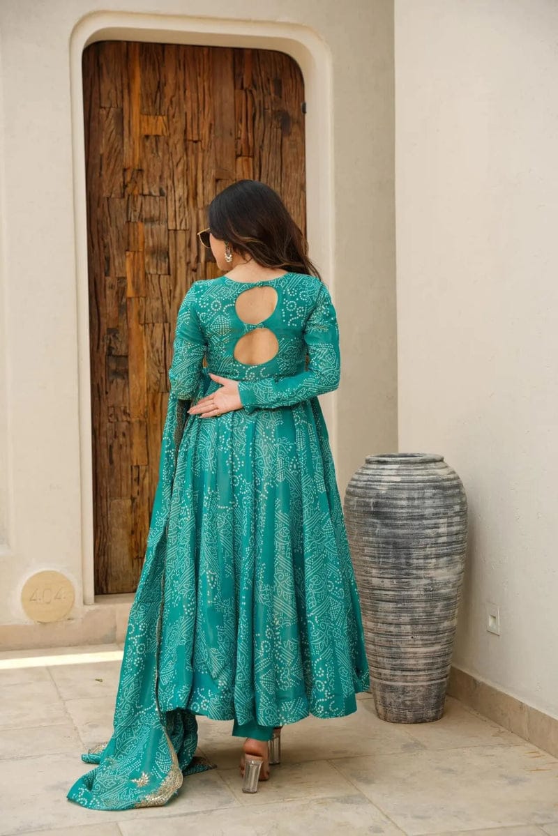 turquoise Cotton Suit Set with Dupatta - pasoya