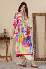 Vibrant Cotton Multicolor Printed Suit - pasoya