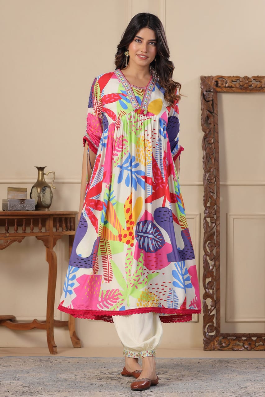 Vibrant Cotton Multicolor Printed Suit - pasoya