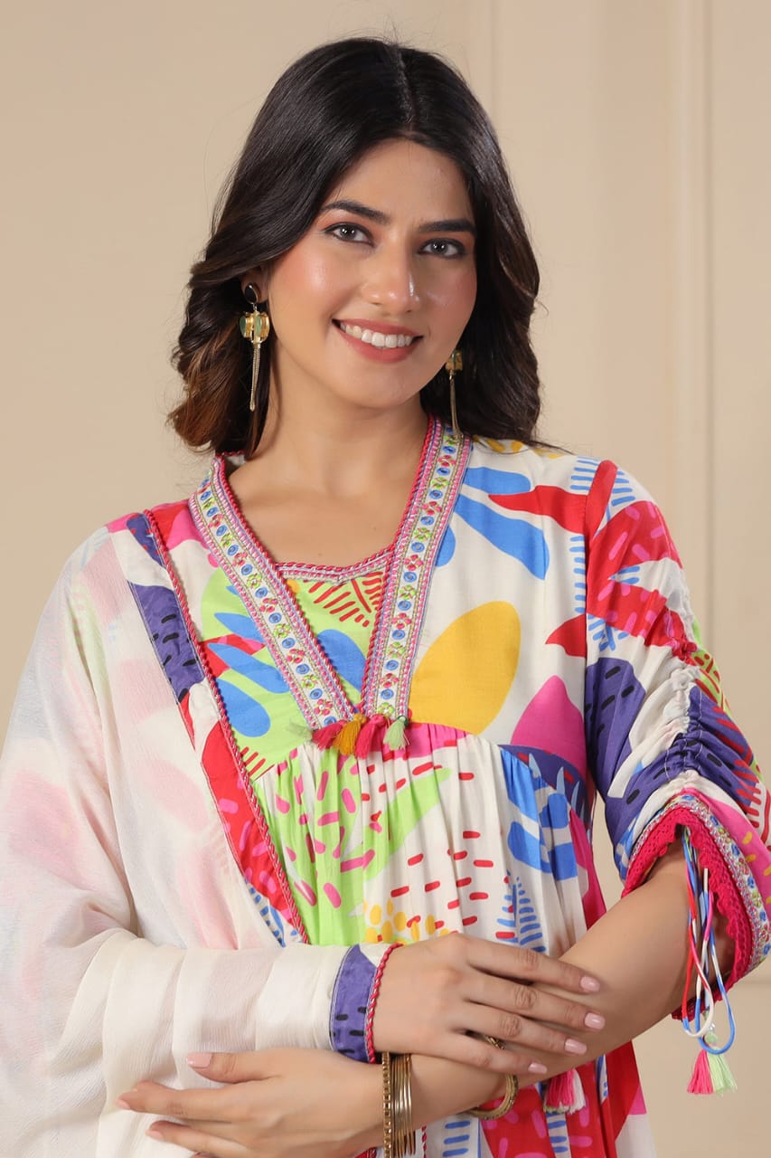 Vibrant Cotton Multicolor Printed Suit - pasoya