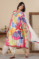 Vibrant Cotton Multicolor Printed Suit - pasoya