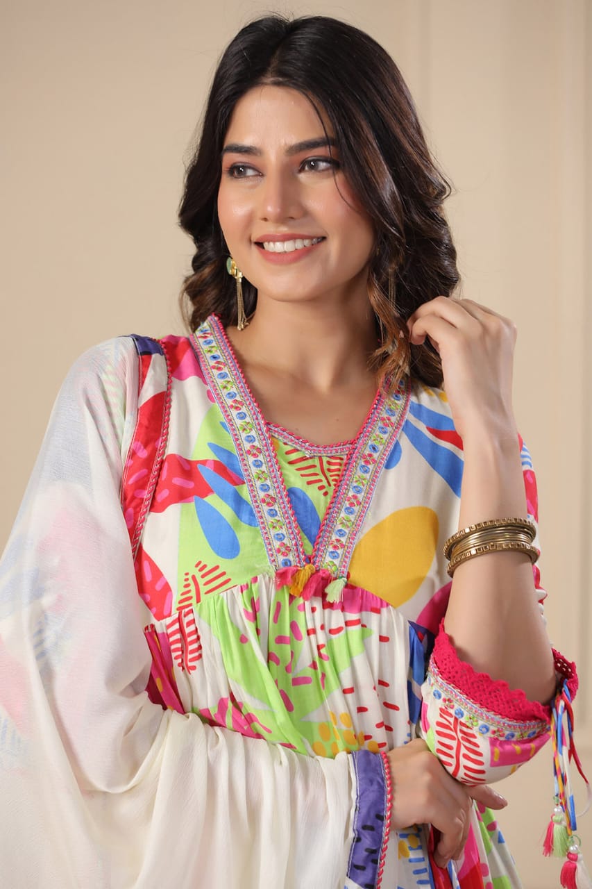 Vibrant Cotton Multicolor Printed Suit - pasoya