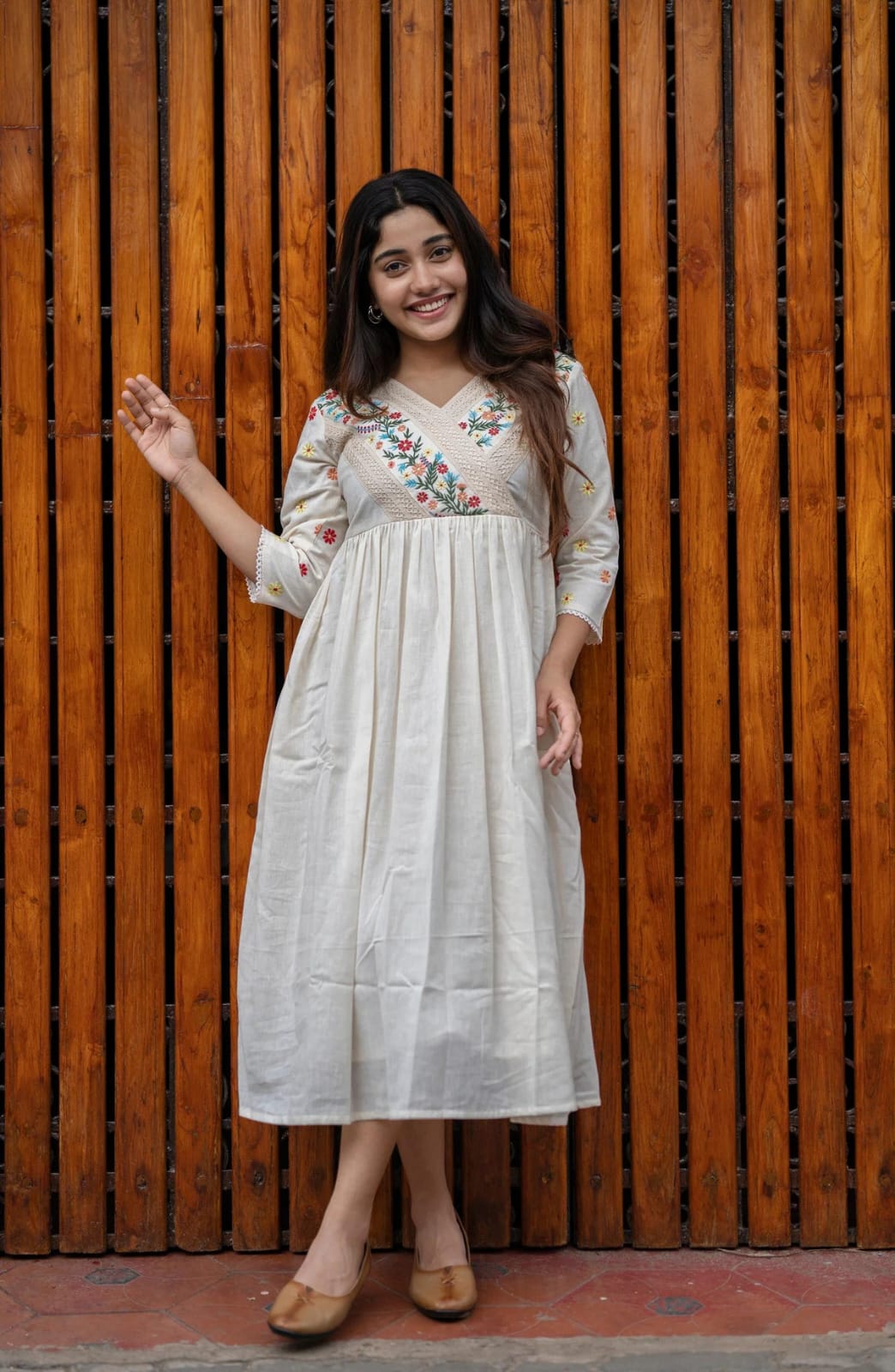 Vintage Floral Embroidery Cotton Dress - pasoya