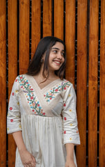 Vintage Floral Embroidery Cotton Dress - pasoya