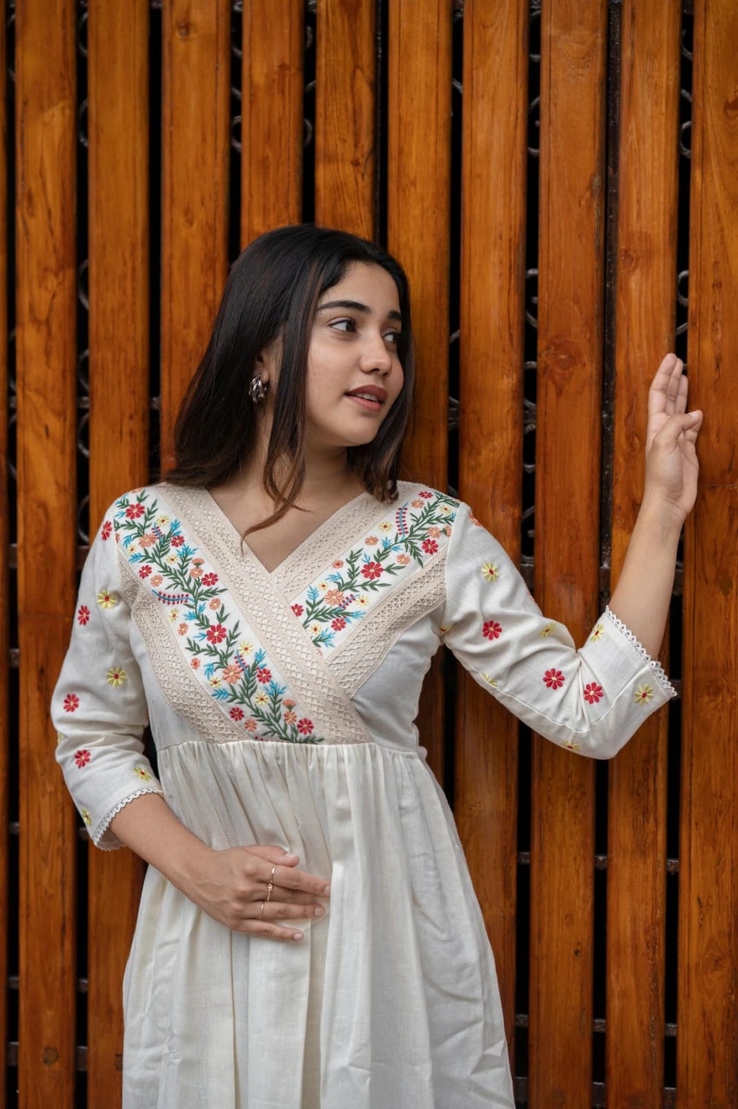 Vintage Floral Embroidery Cotton Dress - pasoya