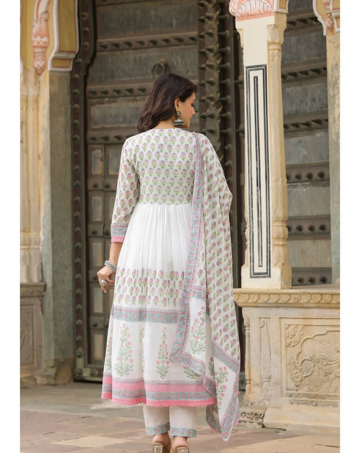 White Cotton Anarkali Suit with Dupatta – Royal Simplicity - pasoya