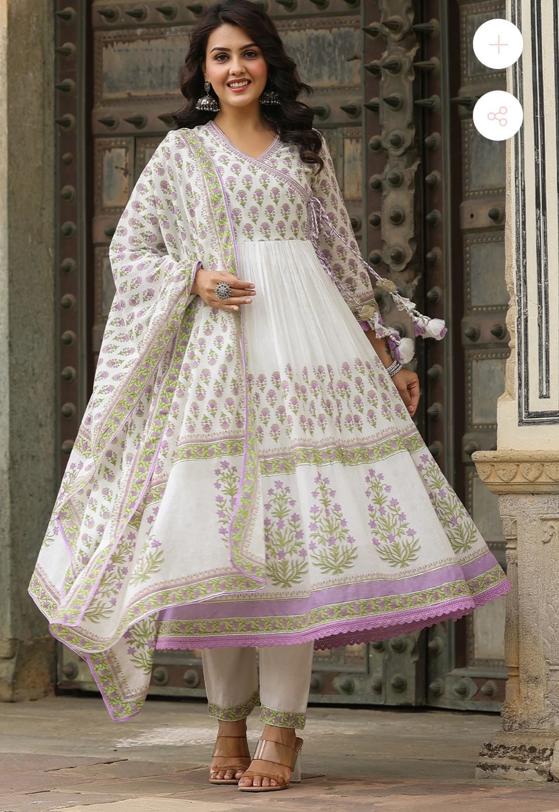 White Cotton Anarkali Suit with Dupatta – Royal Simplicity - pasoya