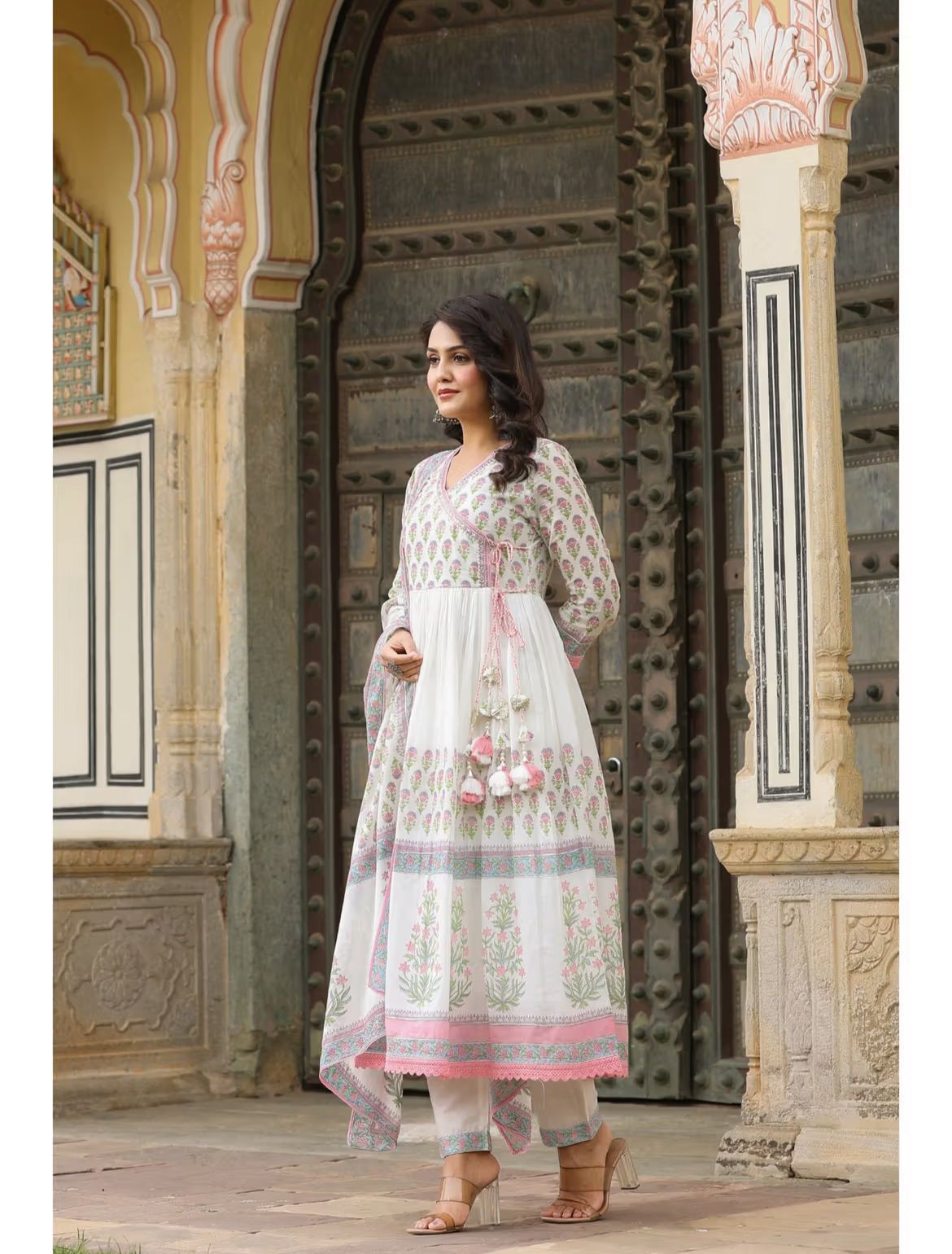 White Cotton Anarkali Suit with Dupatta – Royal Simplicity - pasoya