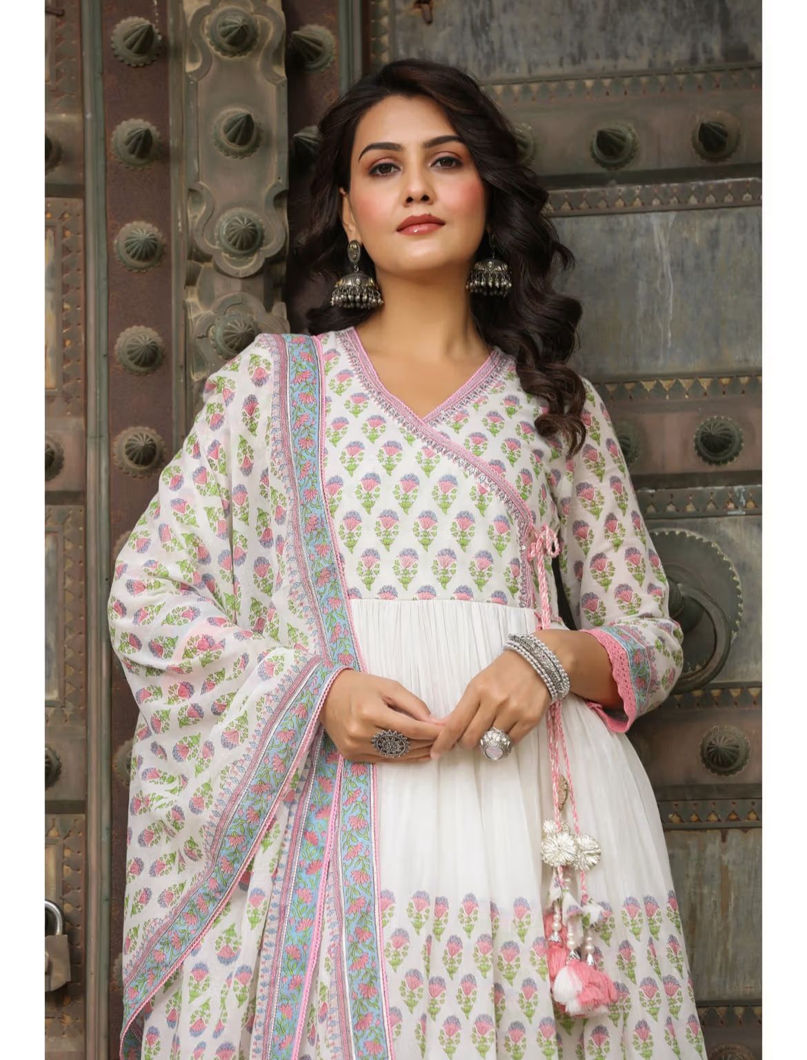 White Cotton Anarkali Suit with Dupatta – Royal Simplicity - pasoya