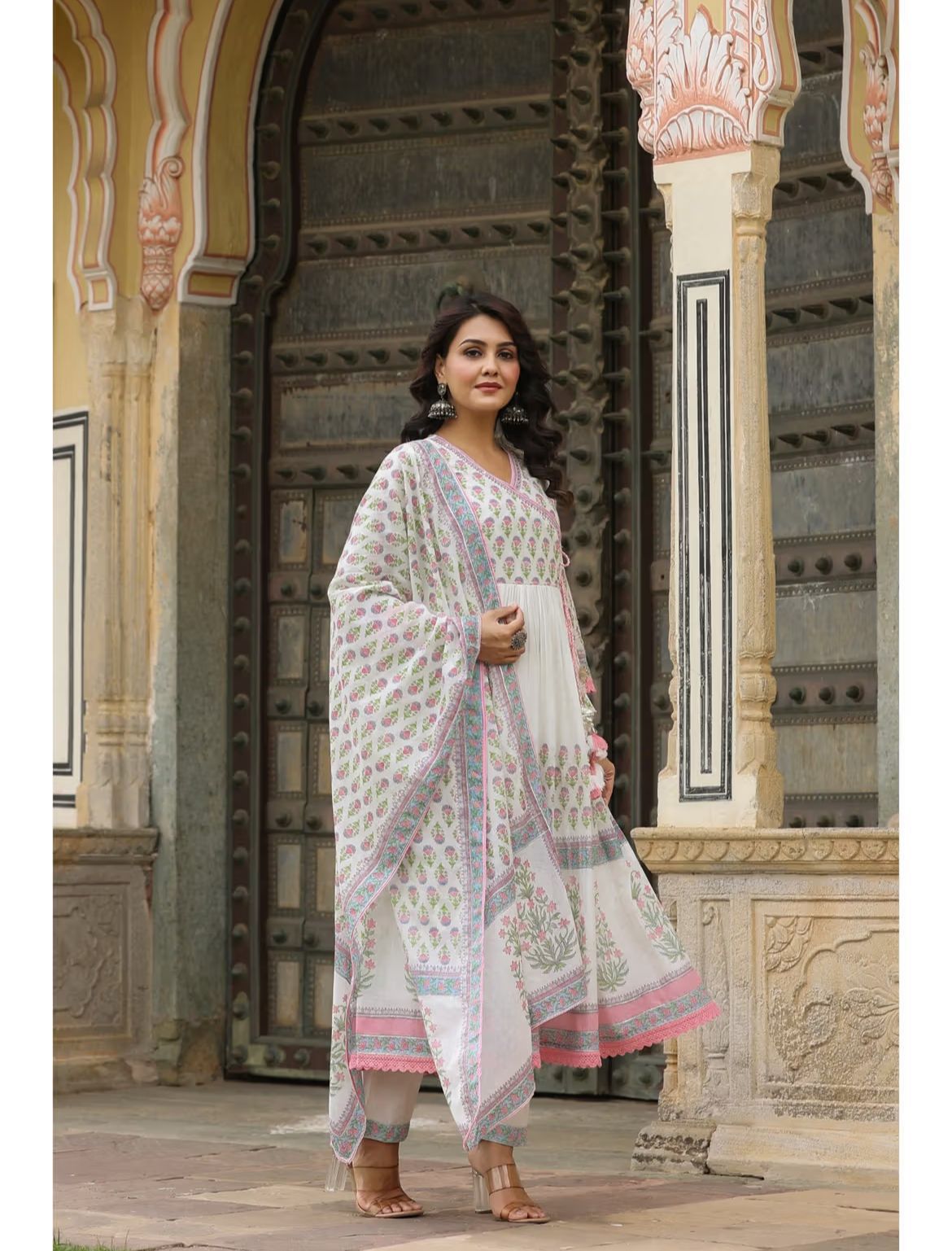 White Cotton Anarkali Suit with Dupatta – Royal Simplicity - pasoya