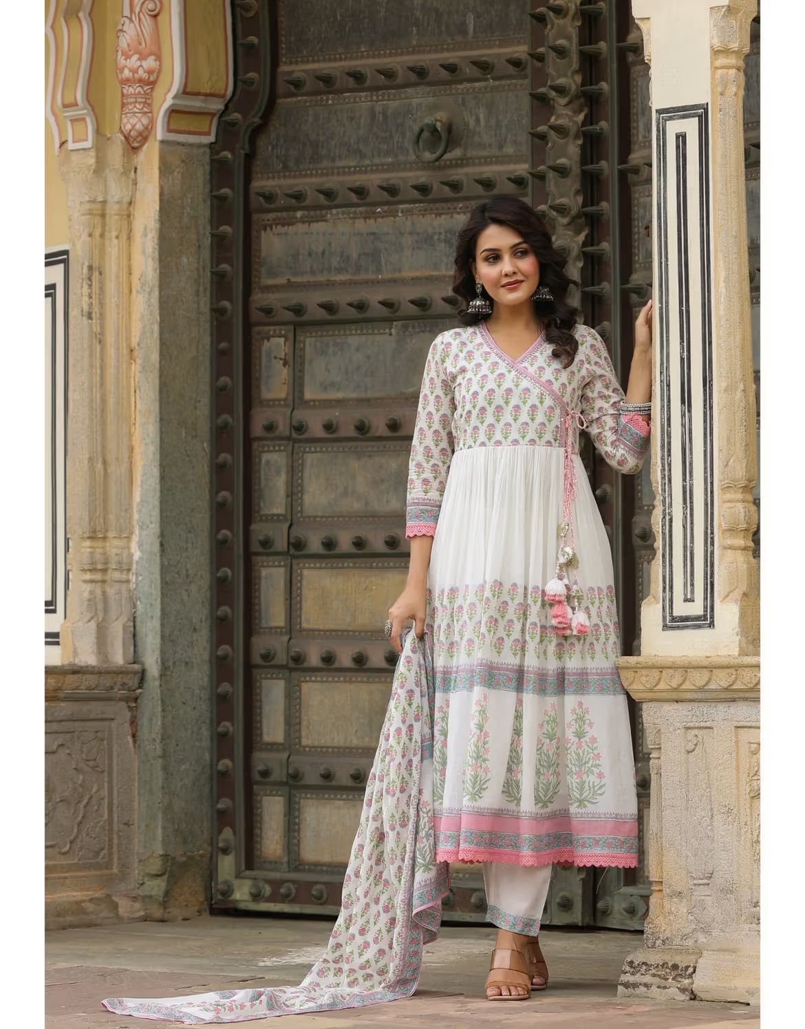 White Cotton Anarkali Suit with Dupatta – Royal Simplicity - pasoya